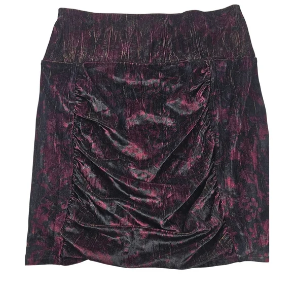 Free People Velvet Velour Ruched Mini Skirt - Picture 2 of 7